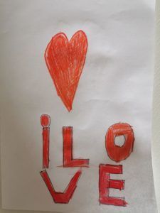 Czerwone serce i wyznanie I love .