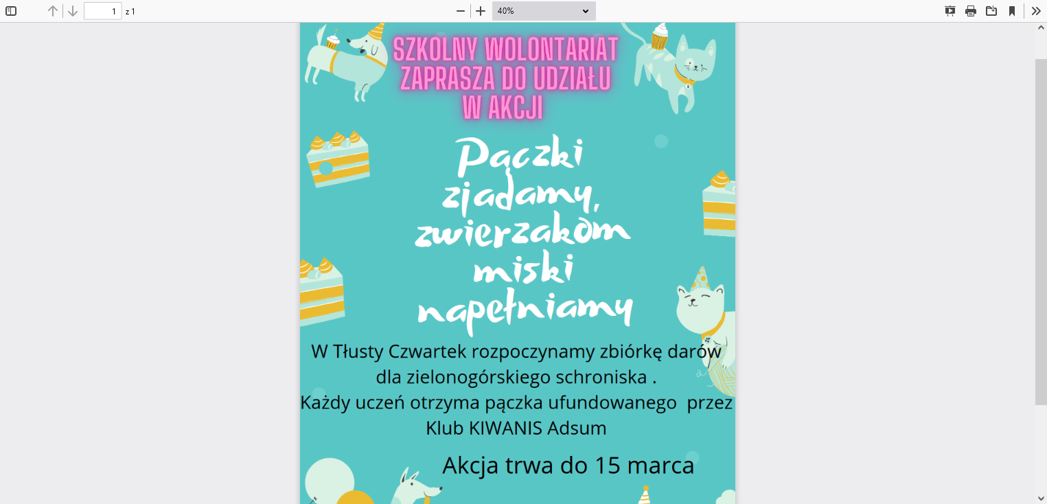 Szkolny wolontariat zaprasza do udziału w akcji