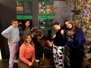 grupa uczennic przy sztucznej kozicy