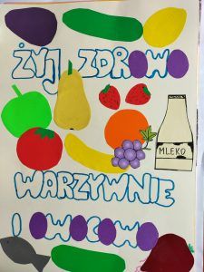 praca plastyczna prezentująca zdrowe sposoby odżywiania