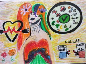 praca plastyczna prezentująca zdrowe sposoby odżywiania