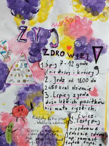 praca plastyczna prezentująca zdrowe sposoby odżywiania