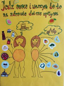 praca plastyczna prezentująca zdrowe sposoby odżywiania