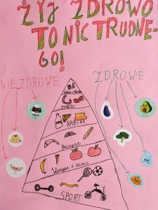 praca plastyczna prezentująca zdrowe sposoby odżywiania